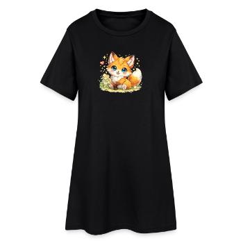 Renard Kawaï – Adorable Petit Renard - Robe T-shirt Femme - noir - Devant