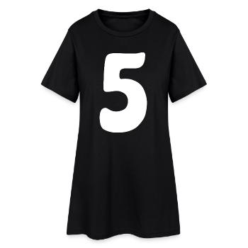 Five: Minimalist Numeral 5 | Fifth - Women’s T-Shirt Dress - black - Front