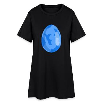 Osterei Blau gefärbt - Frauen T-Shirt-Kleid - Schwarz - Vorne