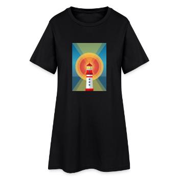 Licht des Leuchtturms - Frauen T-Shirt-Kleid - Schwarz - Vorne