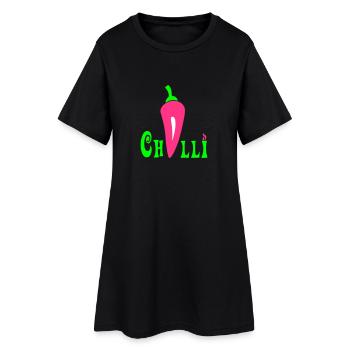 Chilli - Frauen T-Shirt-Kleid - Schwarz - Vorne