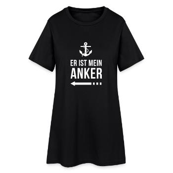Er ist mein Anker | Partner Edition | Ehepaar Paar - Frauen T-Shirt-Kleid - Schwarz - Vorne