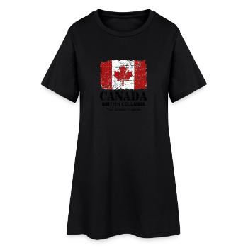 Canada Flag - Vintage Look - Frauen T-Shirt-Kleid - Schwarz - Vorne