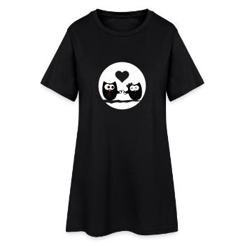 Hiboux dans l'amour - Robe T-shirt Femme - noir - Devant