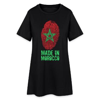 Made in Morocco / Gemacht in Marokko المغرب - Frauen T-Shirt-Kleid - Schwarz - Vorne