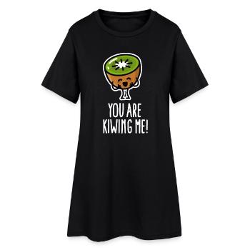 Tu me kiwis mignonne bande dessinée Kawaii kiwi drôle - Robe T-shirt Femme - noir - Devant