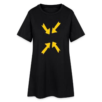 focus jaune - Robe T-shirt Femme - noir - Devant