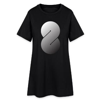 S - Frauen T-Shirt-Kleid - Schwarz - Vorne