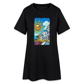 Vacances à Santorin, Grèce, Volcan Akrotiri - Robe T-shirt Femme - noir - Devant