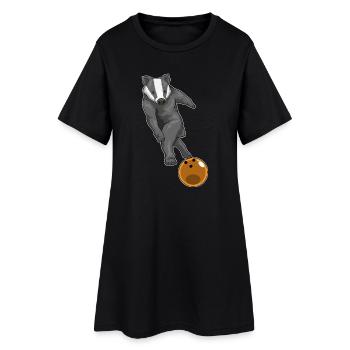Dachs Bowling Bowlingkugel - Frauen T-Shirt-Kleid - Schwarz - Vorne
