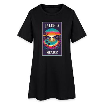 Motif de palmier Jalisco Mexico - Robe T-shirt Femme - noir - Devant