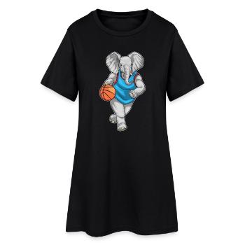 Éléphant Basketteur Joueur Basketball - Robe T-shirt Femme - noir - Devant
