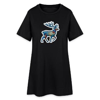 Renne coloré - Robe T-shirt Femme - noir - Devant