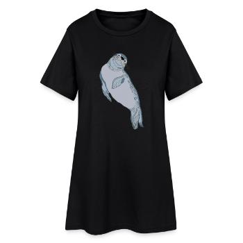 Robbe Seehund - Frauen T-Shirt-Kleid - Schwarz - Vorne