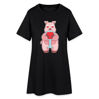 Porc Vin Rouge - Robe T-shirt Femme - noir - Devant