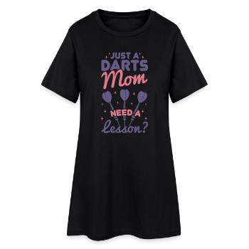 Dartspieler Mutter - Frauen T-Shirt-Kleid - Schwarz - Vorne