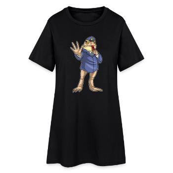 Frosch Polizist Trillerpfeife Polizei - Frauen T-Shirt-Kleid - Schwarz - Vorne