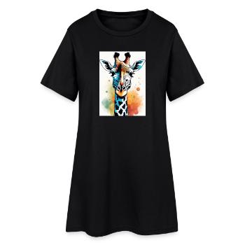 Art géométrique abstrait de la girafe - Robe T-shirt Femme - noir - Devant