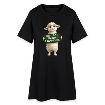 Mutiges Lamm Schildmotiv - Frauen T-Shirt-Kleid - Schwarz - Vorne