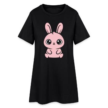 Kawaii Bunny Grands Yeux Roses Mignons - Robe T-shirt Femme - noir - Devant