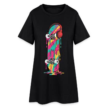 Skateboard Streetwear Aesthetic - Frauen T-Shirt-Kleid - Schwarz - Vorne