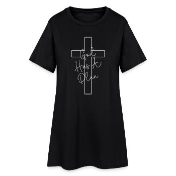 God's Plan Cross Handwriting Faith Church Bible - Women’s T-Shirt Dress - black - Front