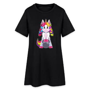 Culturiste licorne avec haltères - Robe T-shirt Femme - noir - Devant