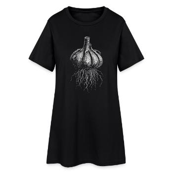Knoblauch - Frauen T-Shirt-Kleid - Schwarz - Vorne