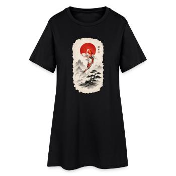 Koi im Japan-Stil  Zen & Harmonie - Frauen T-Shirt-Kleid - Schwarz - Vorne