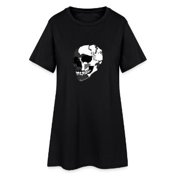 Totenschädel - Frauen T-Shirt-Kleid - Schwarz - Vorne