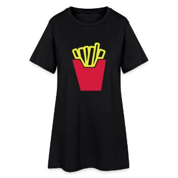 pommes - Frauen T-Shirt-Kleid - Schwarz - Vorne
