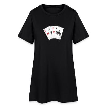 Kartenspiel Westernreiter - Frauen T-Shirt-Kleid - Schwarz - Vorne