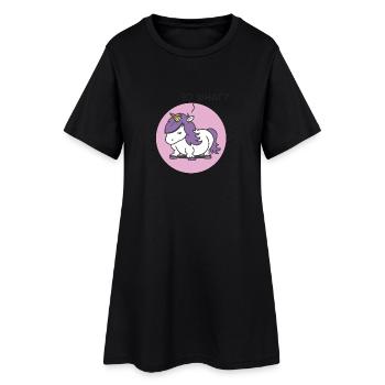 Dickes Einhorn – so what? - Frauen T-Shirt-Kleid - Schwarz - Vorne