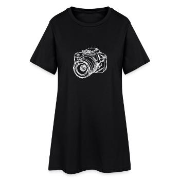 kamera weiß - Frauen T-Shirt-Kleid - Schwarz - Vorne