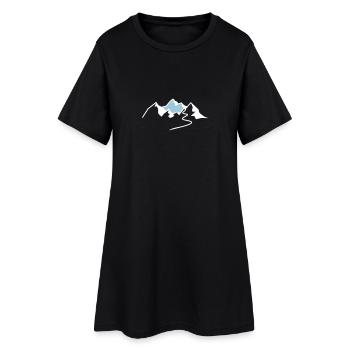 Ski Tour - Frauen T-Shirt-Kleid - Schwarz - Vorne