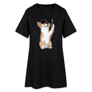 Corgi Wizard Wand - Women’s T-Shirt Dress - black - Front