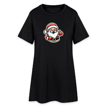Fröhlicher Weihnachtsmann Daumenhoch - Frauen T-Shirt-Kleid - Schwarz - Vorne