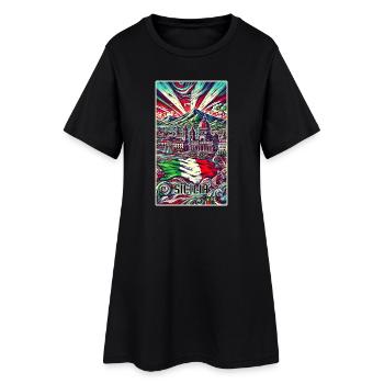 Sicile, Italie, design artistique - Robe T-shirt Femme - noir - Devant