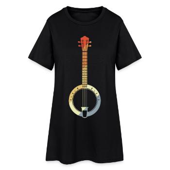 Dessin rétro banjo - Robe T-shirt Femme - noir - Devant