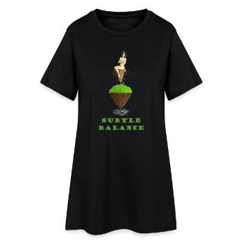 Stillende Frau im Gleichgewicht auf der natürlichen Welt - Frauen T-Shirt-Kleid - Schwarz - Vorne