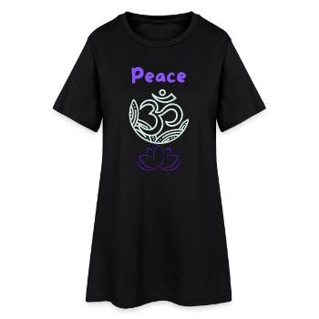 Peace - Frauen T-Shirt-Kleid - Schwarz - Vorne