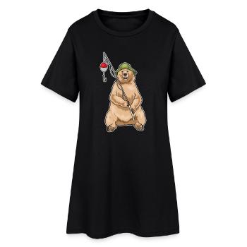 Canne à pêche Bear Angler Canne à pêche - Robe T-shirt Femme - noir - Devant