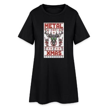 Metallic Xmas Deer Head - Women’s T-Shirt Dress - black - Front