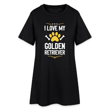 Ich liebe meinen Golden Retriever - Frauen T-Shirt-Kleid - Schwarz - Vorne
