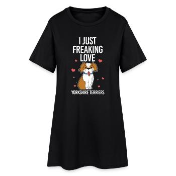 I just Freaking Love Yorkshire Terriers Motiv  - Women’s T-Shirt Dress - black - Front