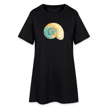 Wasserfarbige Muschelspirale - Frauen T-Shirt-Kleid - Schwarz - Vorne