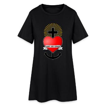 Glaube Liebe Hoffnung, Herz Anker Kreuz Seemann - Frauen T-Shirt-Kleid - Schwarz - Vorne
