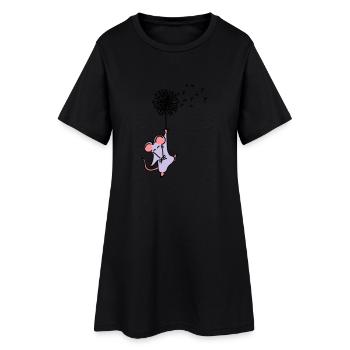 Pusteblumenmäuschen - Frauen T-Shirt-Kleid - Schwarz - Vorne