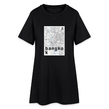 Bangkok hipster city map black white - Women’s T-Shirt Dress - black - Front