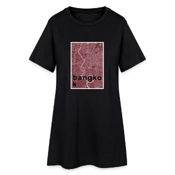 Bangkok hipster city map red - Women’s T-Shirt Dress - black - Front